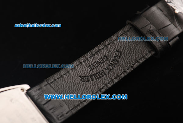 Franck Muller Casablanca Swiss Quartz Movement Diamond Dial with Arabic Numeral Markers and Black Leather Strap - Click Image to Close